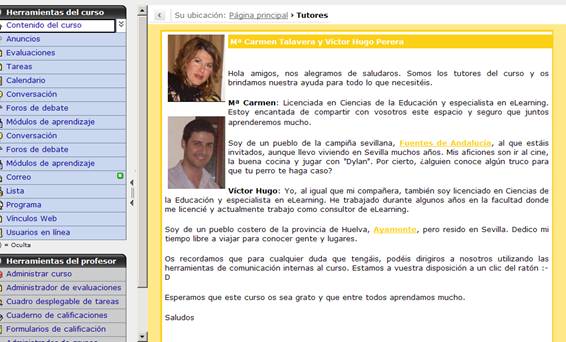 Ejemplo de página personal de tutores