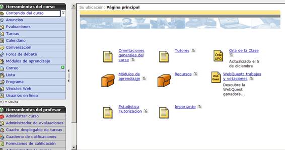 Ejemplo de organización de un curso